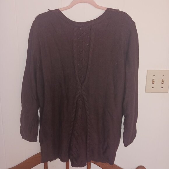 22/24w Lace front panel Chocolate Brown sweater nwot. Roaman's - Picture 3 of 5